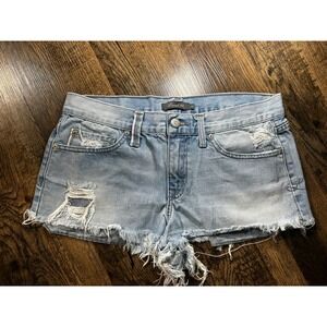Level 99 Cut-off Jean Shorts Womens 27 Blue Denim Distressed Medium Wash Comfort